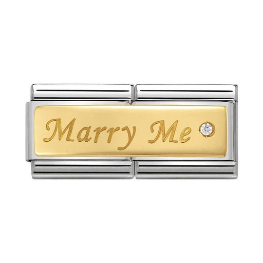 NOMINATION Classic Gold & White CZ Marry Me Double Charm - Bumbletree Ltd