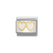 NOMINATION Classic Gold & White Double Heart Charm - Bumbletree Ltd