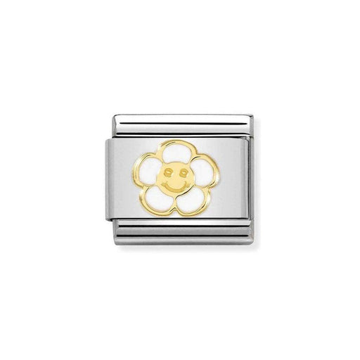 NOMINATION Classic Gold & White Flower with Smile Charm - Bumbletree Ltd