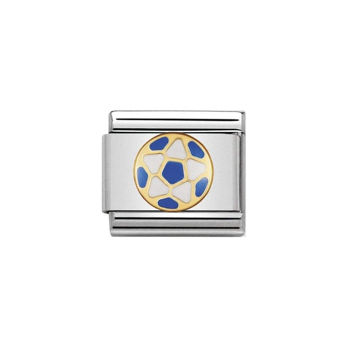 NOMINATION Classic Gold White & Sky Blue Football Charm - Bumbletree Ltd