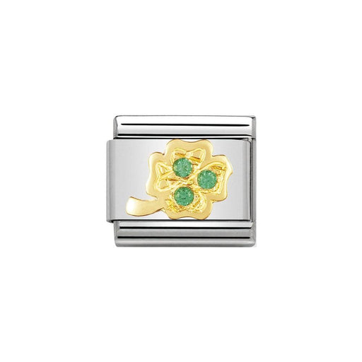 NOMINATION Classic Green Four Leaf Clover Cubic Zirconia Charm - Bumbletree Ltd