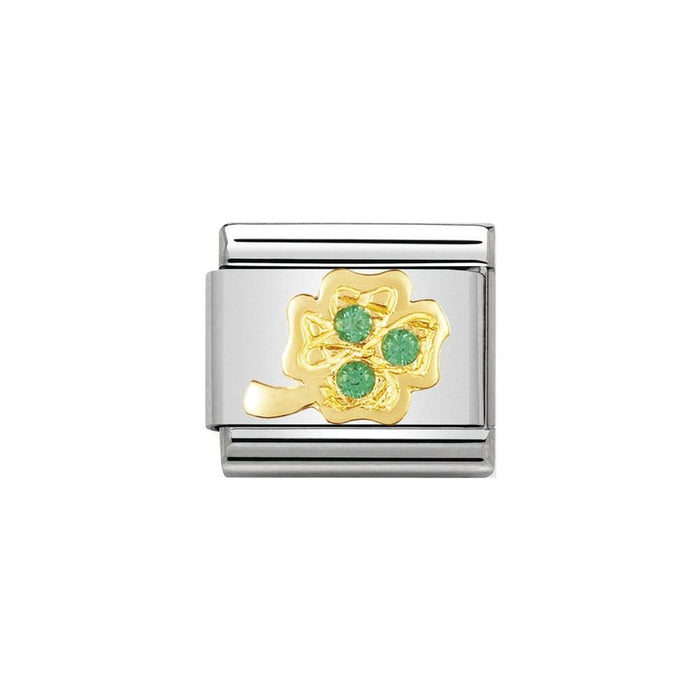 NOMINATION Classic Green Four Leaf Clover Cubic Zirconia Charm - Bumbletree Ltd