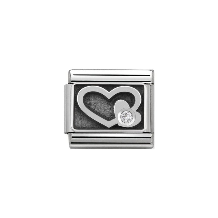 NOMINATION Classic Hearts with White CZ Charm - Bumbletree Ltd