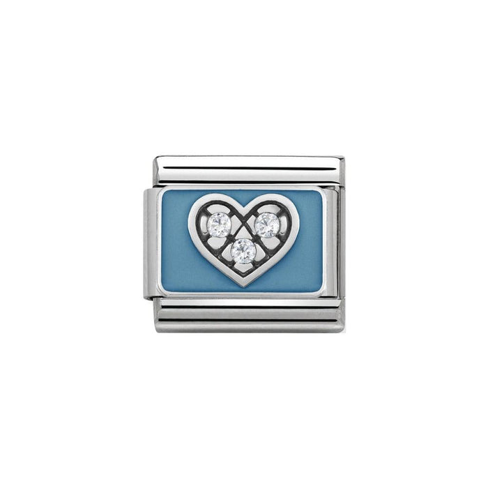 NOMINATION Classic Light Blue With CZ Heart Charm - Bumbletree Ltd