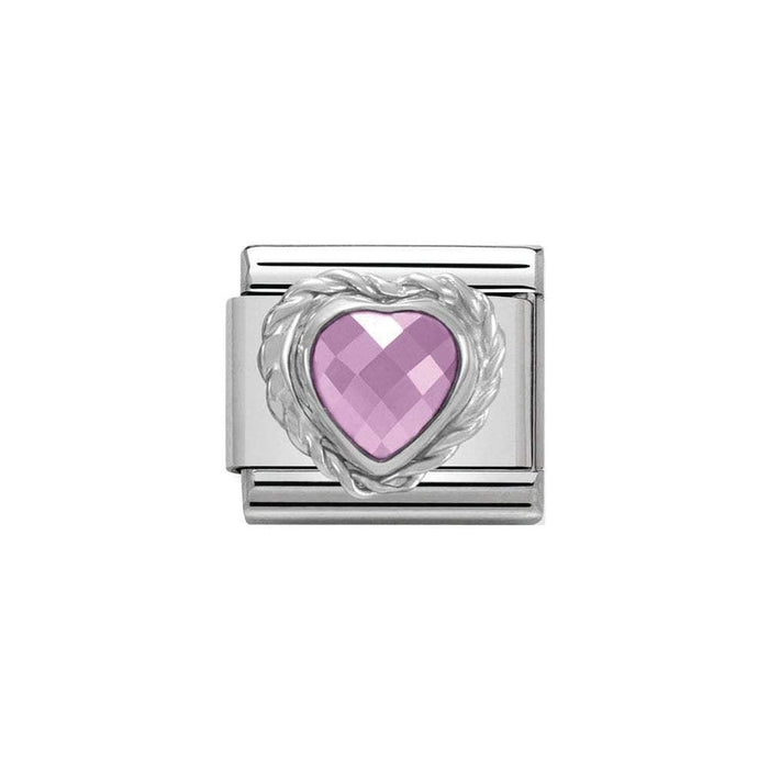 NOMINATION Classic Pink Heart Shaped CZ Charm - Bumbletree Ltd