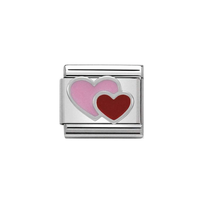 NOMINATION Classic Pink & Red Double Heart Charm - Bumbletree Ltd