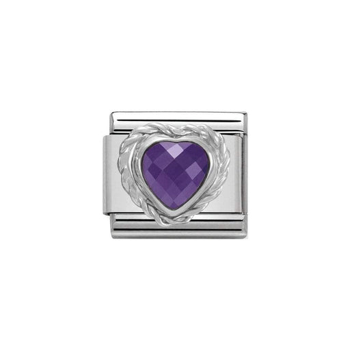 NOMINATION Classic Purple Heart Shaped CZ Charm - Bumbletree Ltd