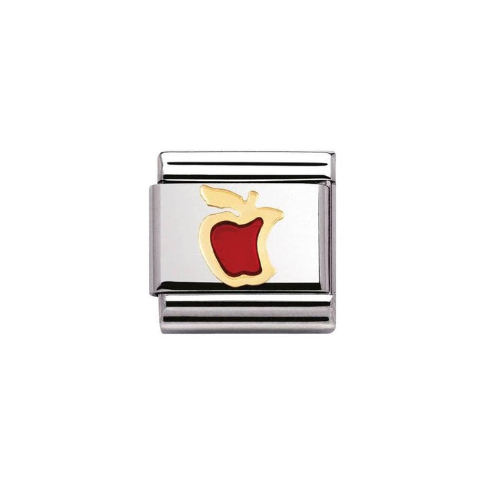 NOMINATION Classic Gold and Red Apple Charm - Bumbletree Ltd