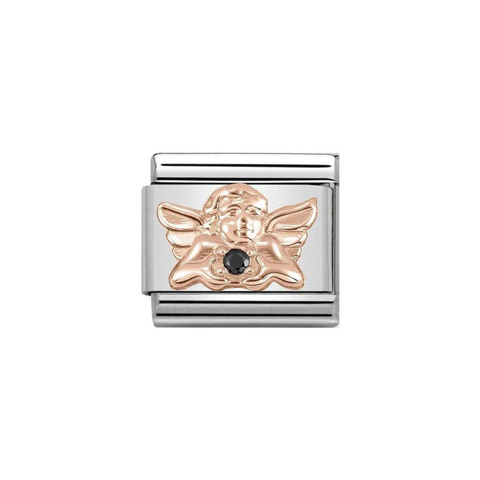 NOMINATION Classic Rose Gold Black CZ Guardian Angel Charm