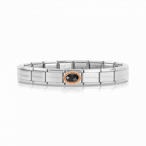 NOMINATION Classic Rose Gold & Black CZ Oval Charm - Bumbletree Ltd