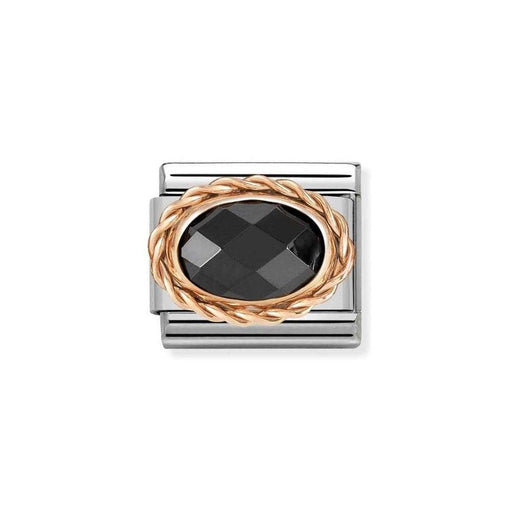 NOMINATION Classic Rose Gold & Black CZ Oval Charm - Bumbletree Ltd