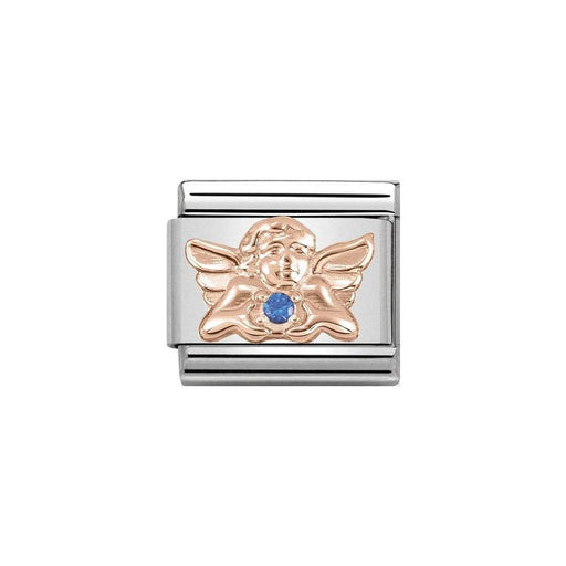 NOMINATION Classic Rose Gold & Blue CZ Angel of Health and Wellbeing Charm - Bumbletree Ltd