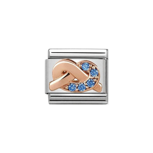 NOMINATION Classic Rose Gold & Blue CZ Mother and Son Knot Charm - Bumbletree Ltd