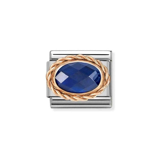 NOMINATION Classic Rose Gold & Blue CZ Oval Charm - Bumbletree Ltd