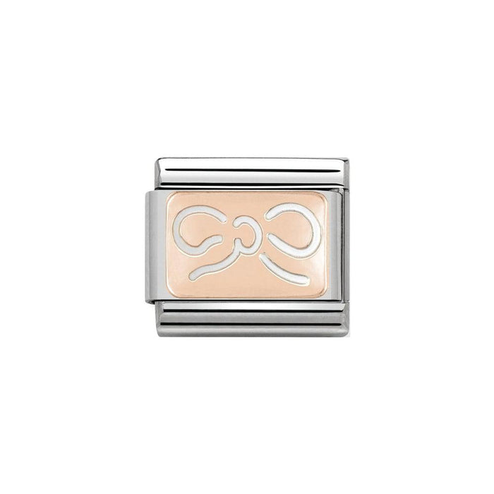 NOMINATION Classic Rose Gold Bow Plate Charm - Bumbletree Ltd