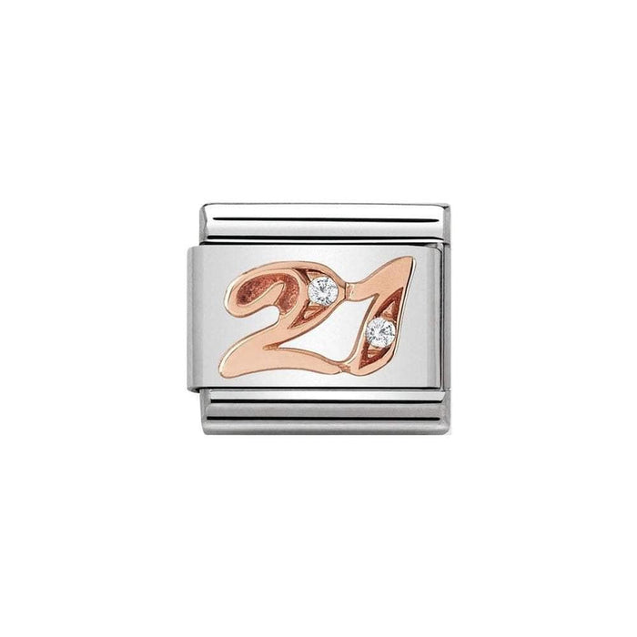 NOMINATION Classic Rose Gold & CZ 21 Charm - Bumbletree Ltd