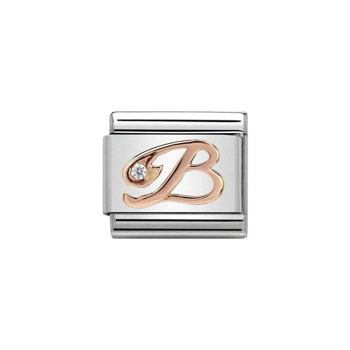 NOMINATION Classic Rose Gold & CZ Letter B Charm - Bumbletree Ltd