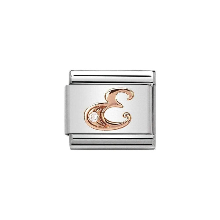 NOMINATION Classic Rose Gold & CZ Letter E Charm - Bumbletree Ltd