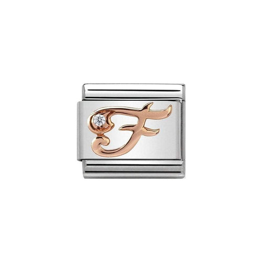 NOMINATION Classic Rose Gold & CZ Letter F Charm - Bumbletree Ltd