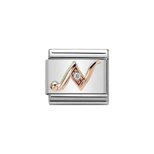 NOMINATION Classic Rose Gold & CZ Letter N Charm - Bumbletree Ltd