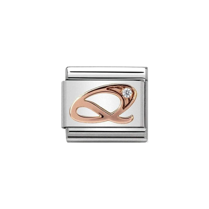 NOMINATION Classic Rose Gold & CZ Letter Q Charm - Bumbletree Ltd