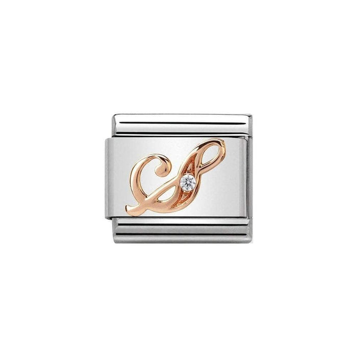 NOMINATION Classic Rose Gold & CZ Letter S Charm - Bumbletree Ltd