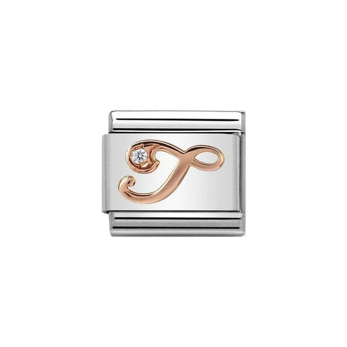 NOMINATION Classic Rose Gold & CZ Letter T Charm - Bumbletree Ltd