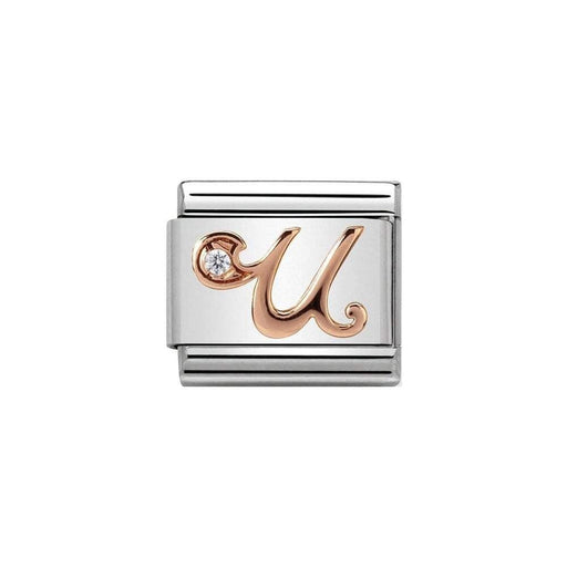 NOMINATION Classic Rose Gold & CZ Letter U Charm - Bumbletree Ltd