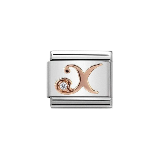NOMINATION Classic Rose Gold & CZ Letter X Charm - Bumbletree Ltd