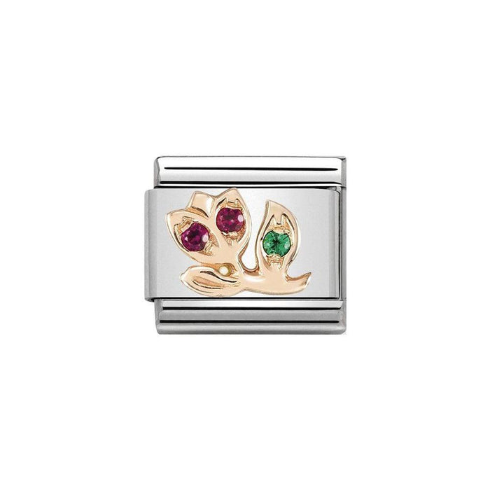 NOMINATION Classic Rose Gold & CZ Red Tulip Charm - Bumbletree Ltd