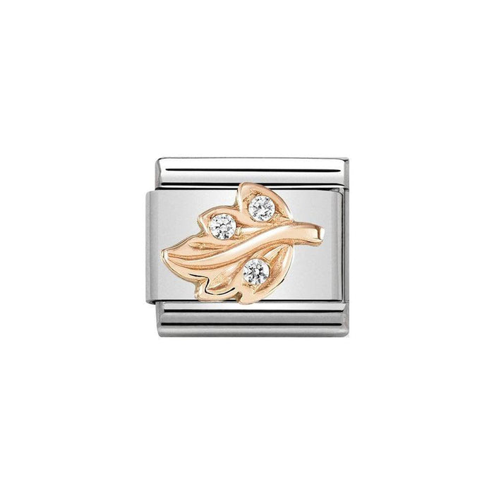 NOMINATION Classic Rose Gold & CZ White Leaf Charm - Bumbletree Ltd