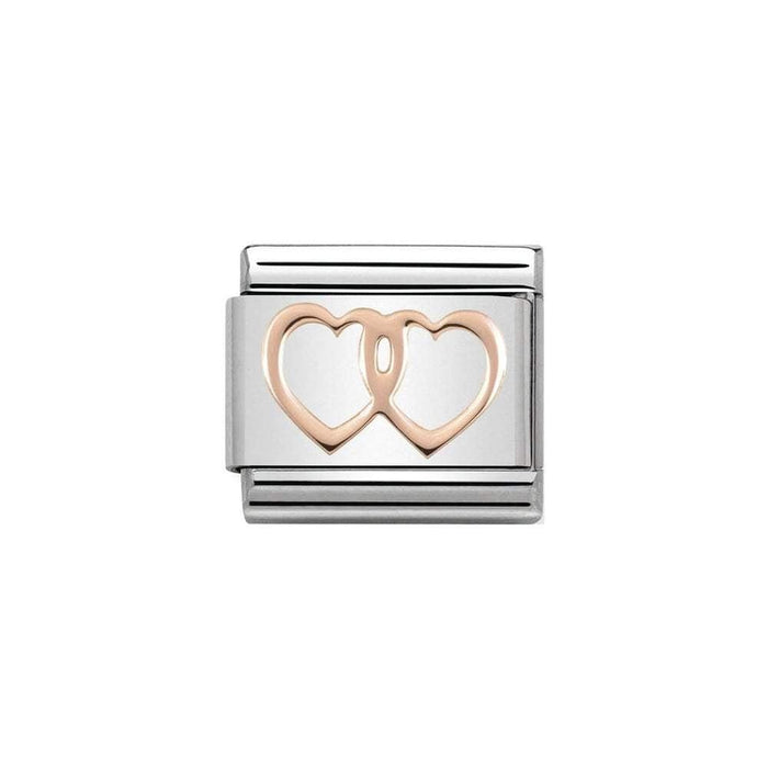 NOMINATION Classic Rose Gold Double Hearts Charm - Bumbletree Ltd