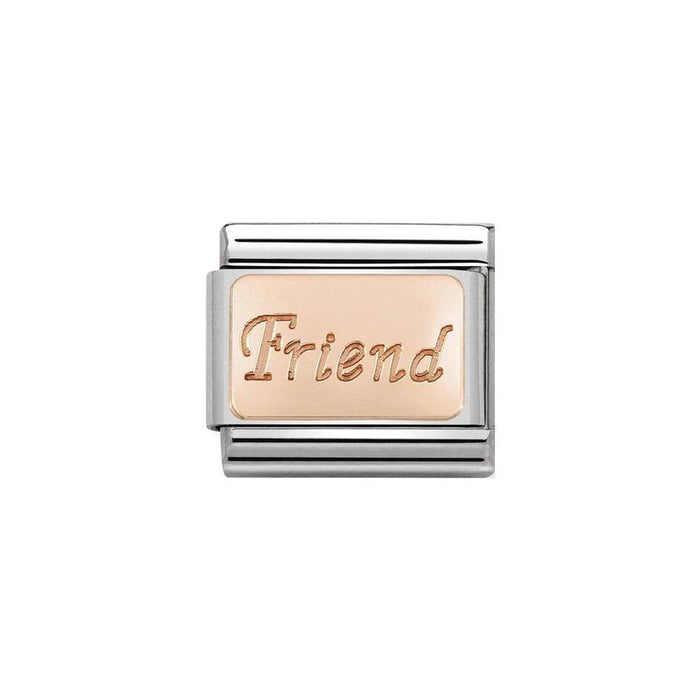 NOMINATION Classic Rose Gold Friend Plate Charm - Bumbletree Ltd