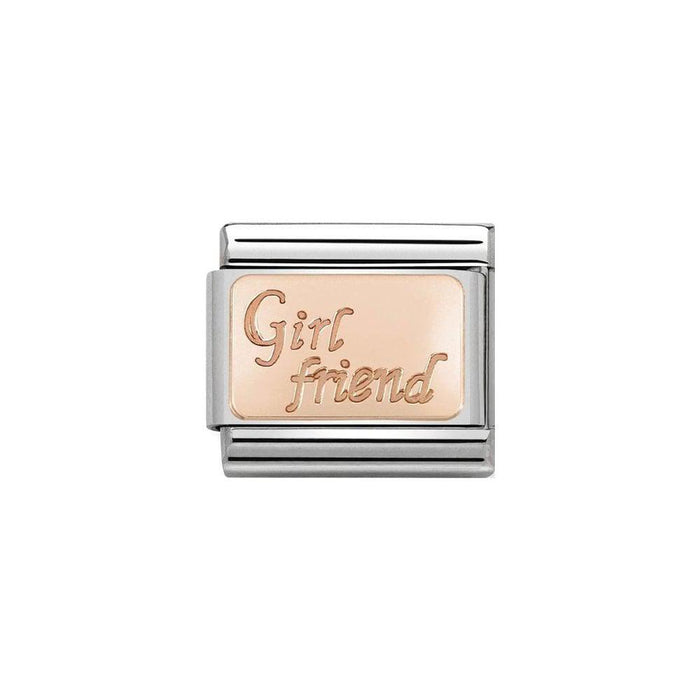 NOMINATION Classic Rose Gold Girlfriend Plate Charm - Bumbletree Ltd