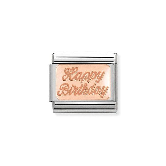 NOMINATION Classic Rose Gold Happy Birthday Plate Charm - Charms - Nomination - Bumbletree Ltd