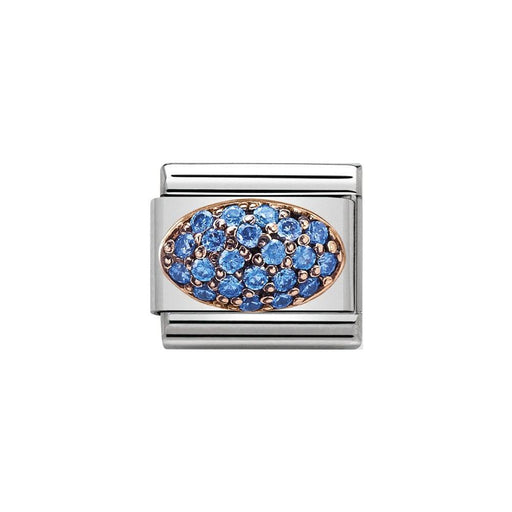 NOMINATION Classic Rose Gold & Light Blue CZ Dome Charm - Bumbletree Ltd