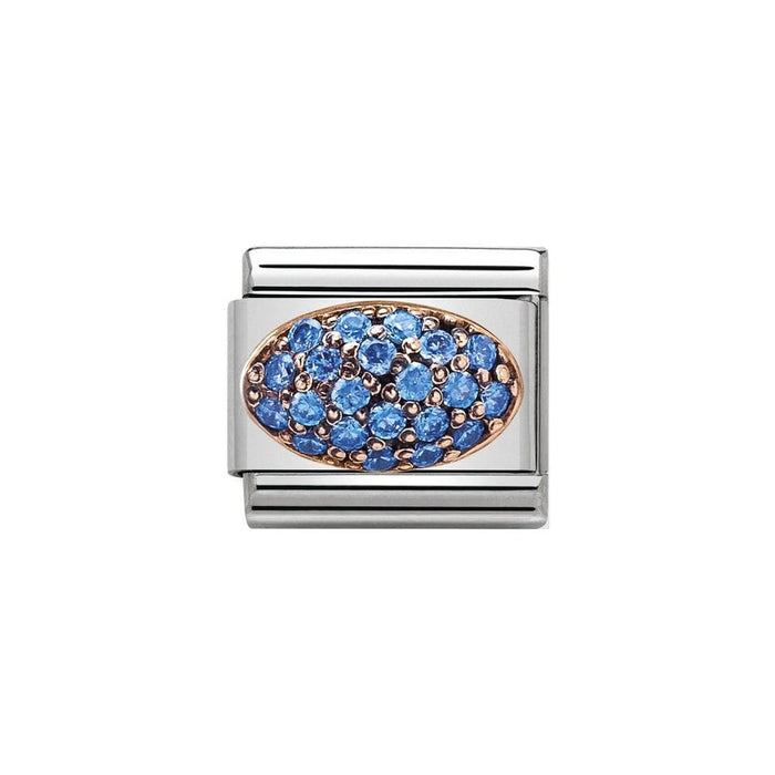 NOMINATION Classic Rose Gold & Light Blue CZ Dome Charm - Bumbletree Ltd