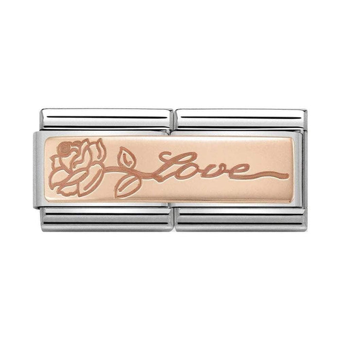 NOMINATION Classic Rose Gold Love with Flower Double Charm - Bumbletree Ltd