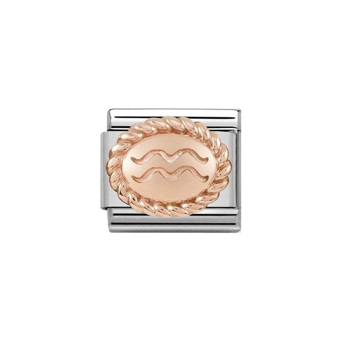 NOMINATION Classic Rose Gold Oval Aquarius Charm - Bumbletree Ltd