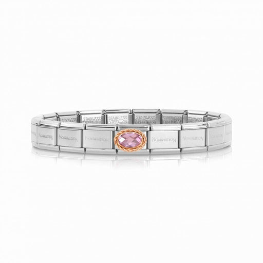NOMINATION Classic Rose Gold & Pink CZ Oval Charm - Bumbletree Ltd