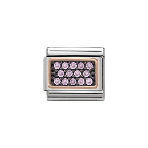 NOMINATION Classic Rose Gold & Pink CZ Rectangle Charm - Bumbletree Ltd