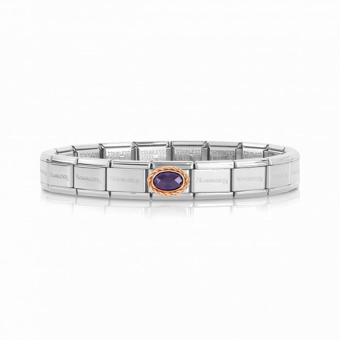 NOMINATION Classic Rose Gold & Purple CZ Oval Charm - Bumbletree Ltd