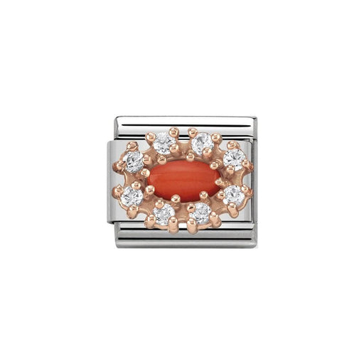 NOMINATION Classic Rose Gold Red Coral & CZ Charm - Bumbletree Ltd