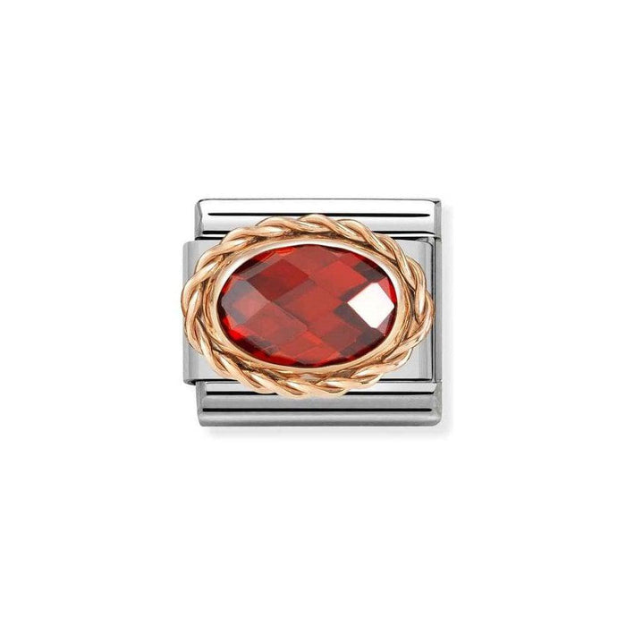 NOMINATION Classic Rose Gold & Red CZ Oval Charm - Bumbletree Ltd