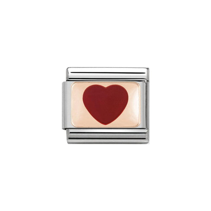 NOMINATION Classic Rose Gold Red Heart Charm - Bumbletree Ltd