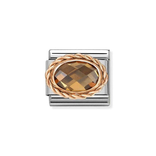 NOMINATION Classic Rose Gold & Smoky CZ Oval Charm - Bumbletree Ltd