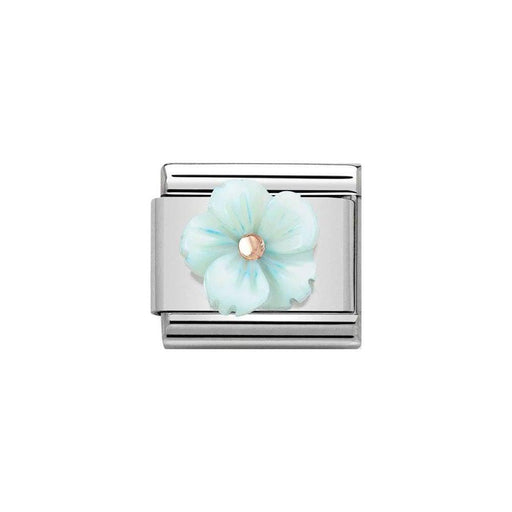 NOMINATION Classic Rose Gold & Turquoise Mother of Pearl Flower Charm - Bumbletree Ltd
