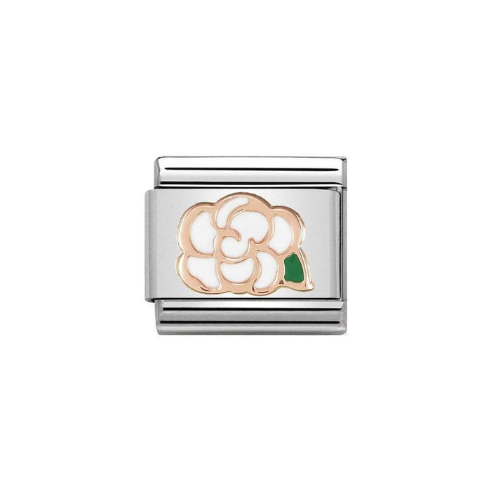 NOMINATION Classic Rose Gold & White Camellia Charm - Bumbletree Ltd