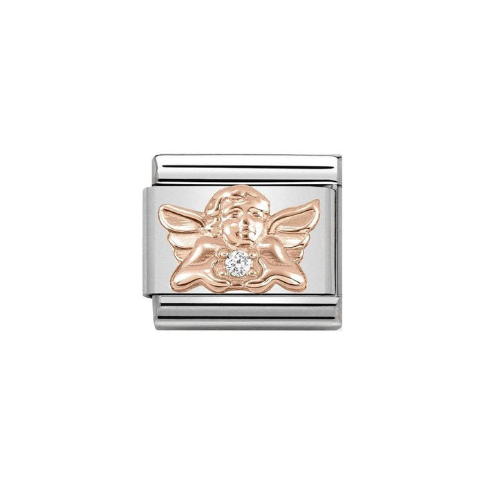 NOMINATION Classic Rose Gold & White CZ Angel of Family Charm - Bumbletree Ltd