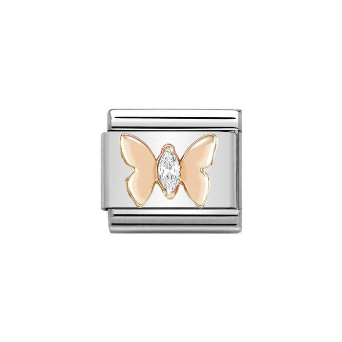 NOMINATION Classic Rose Gold & White CZ Butterfly Charm - Bumbletree Ltd